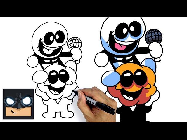 How To Draw Skid & Pump | Friday Night Funkin'