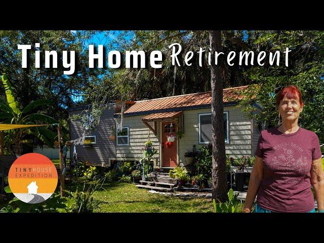 Retiree living affordably in her Tiny House w/ Downstairs Bedroom