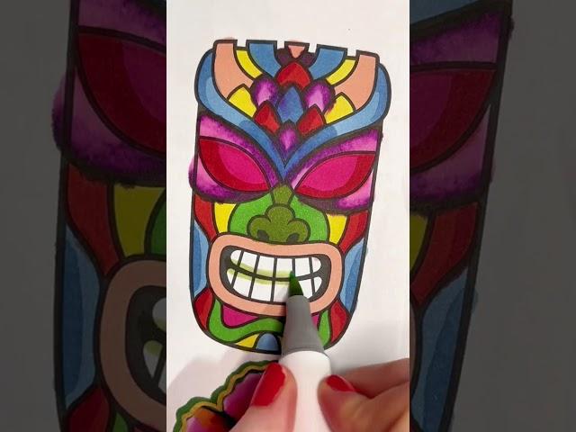 Let's Color!! Tiki Dude #2 ️ #colorwithme #art #ilovecoloring #coloringbook #tiki #satisfying