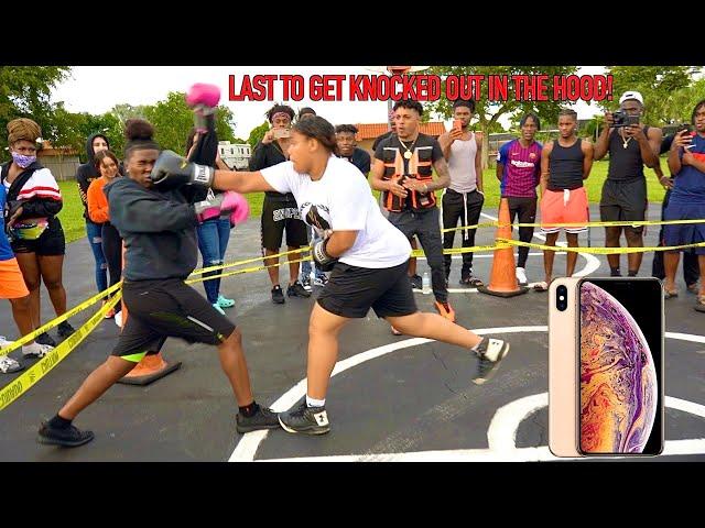 Last Female To Get Knocked Out In The Hood Wins IPHONE MAX PRO!