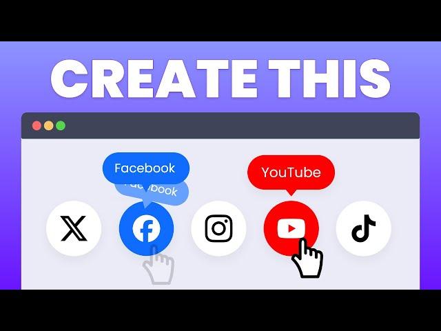 Tooltip Hover Transition for Social Media Icons HTML & CSS Tutorial