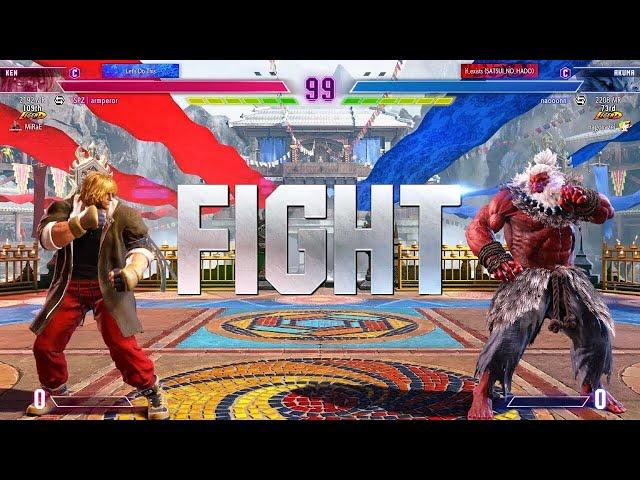 SF6  ARMPEROR (Ken) vs NAOOONN (Akuma)  High Level Gameplay