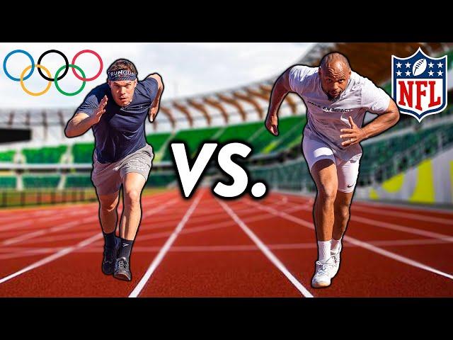 Olympic Runner vs NFL Player 100 Meter SPRINT!