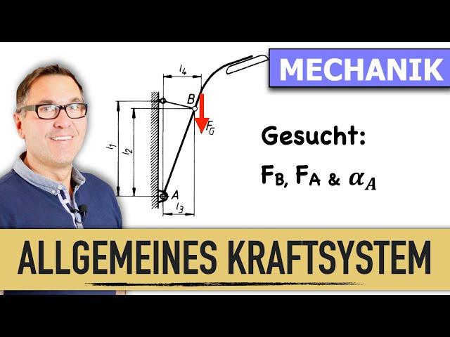 Allgemeines Kraftsystem | Lagerkraft | Seilkraft | Wirkwinkel | Resultierende