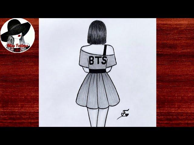 Easy BTS drawing | BTS girl drawing | Pencil sketch of BTS Army