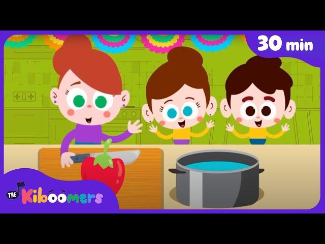 Yummy Fruits and Vegetable Songs for Kids | 30+min Comp | The Kiboomers | Healthy Habits