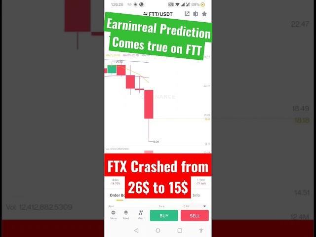 Earninreal Prediction Comes True On FTT FTX token .Subscribe for more short News Updates on Crypto