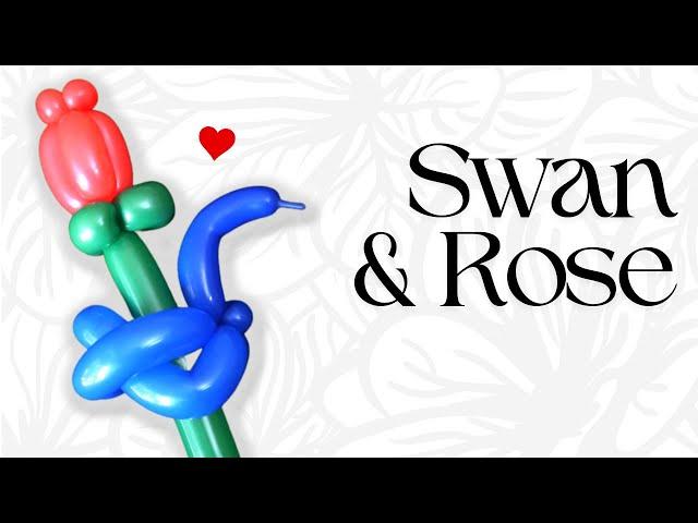 Swan Balloon and Rose Flower Balloon #balloonanimals #flowerballoon #swanballoon #decoration