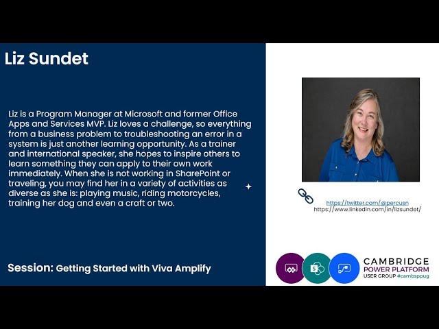 Cambridge Power Platform Spring Event - Liz Sundet: Getting Started with Viva Amplify!