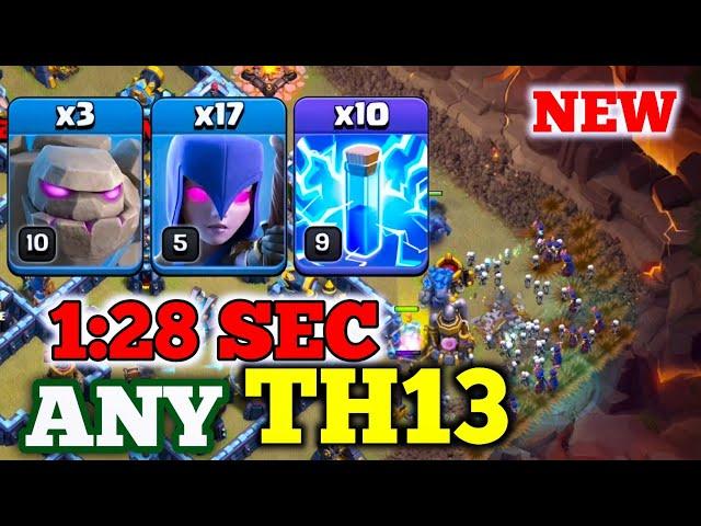 Best Th13 Strongest CWL Attack | 3 Golem + 10 Zap + 17 Witch | Th13 Attack Strategy 2024 In Coc