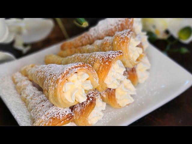 MOM'S CREAM HORNS SUPER EASY AND SIMPLE TO MAKE AND SUPER DELICIOUS PERFECT FOR ANY HOLIDAY