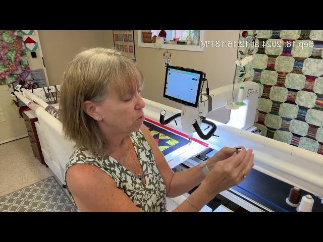 Tension check on the longarm, threading and adjustments.