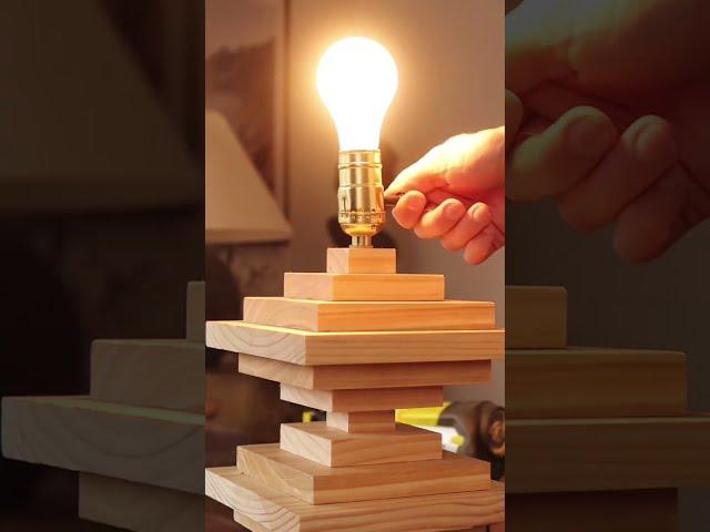 DIY Sculptural Wood Table Lamp #Shorts #diy #homedecor