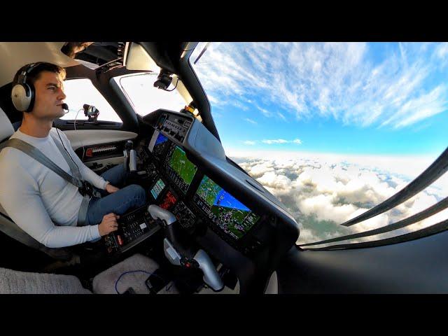 Inside the Cockpit of a Private Jet. Phenom 300 Single Pilot IFR Flight - ATC Audio