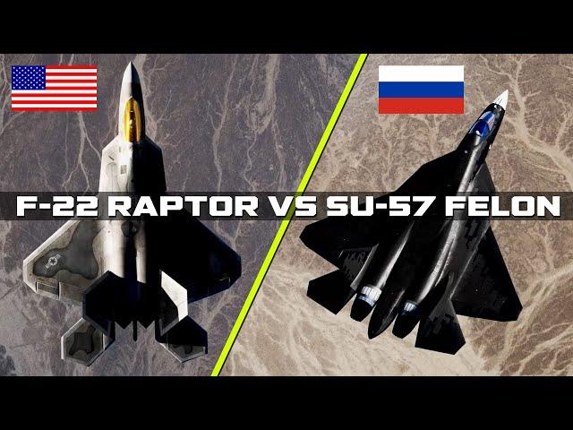 Russian SU-57 Felons are met by a pair of F-22 Raptors and a F-15E Strike Eagle over Syria