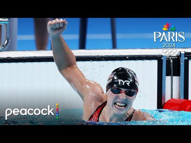 Katie Ledecky Wins Gold With Over 10 Second Lead and Sets New Olympic Record | Paris Olympics