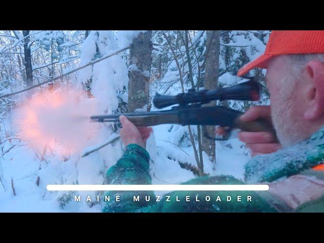 A BIG RACKED MAINE BUCK TRACKED DOWN IN THE SNOW