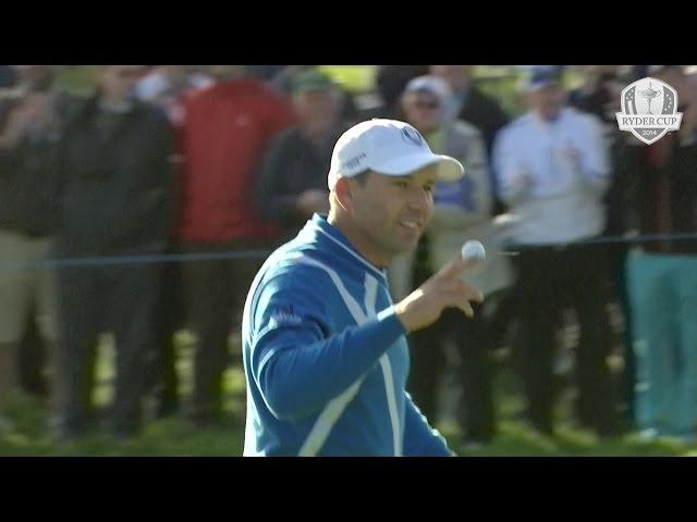 Sergio Garcia's spectacular bunker shot at 2014 Ryder Cup