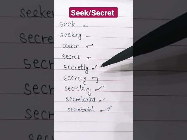 Seek/ secret related shorthand outlines, English shorthand