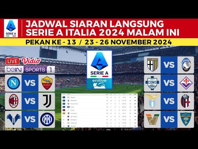 Jadwal Liga Italia Pekan 13 - AC Milan vs Juventus , Napoli vs Roma | Klasemen Serie A Italia 2024