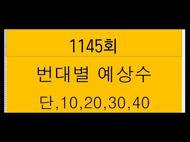 1145회ㅡ번대별 에상수