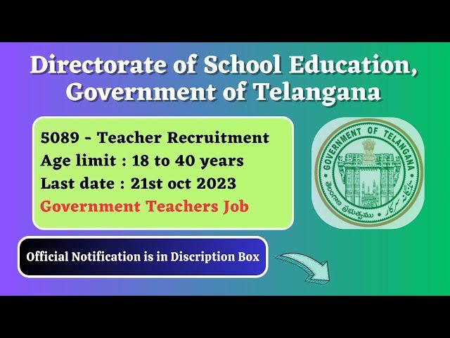 TS DSC Notification 2023 (Out) for 5089 Posts | Telangana TRT Recruitment 2023