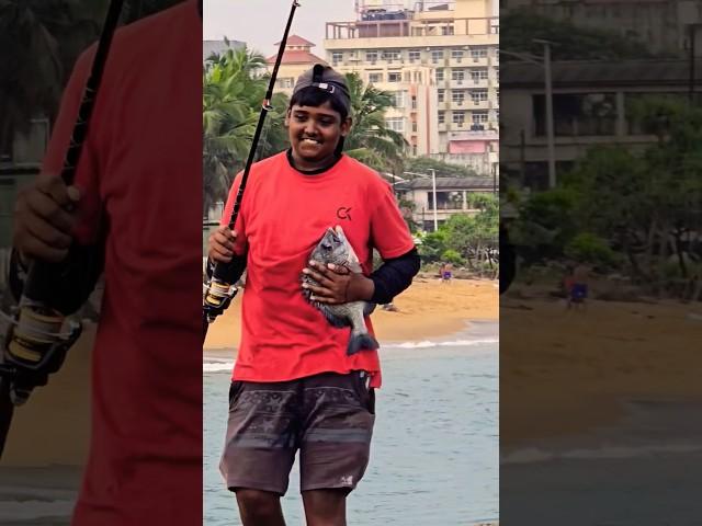 Boy with Great Fishing Skills in Wellawatte, Sri Lanka 