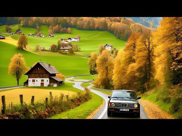 Driving In Switzerland Countryside , Autumn View 