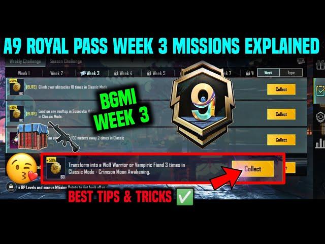 BGMI WEEK 3 MISSIONS / A9 WEEK 3 MISSION / WEEK 3 MISSION BGMI / A9 RP MISSION WEEK 3 EXPLAINED