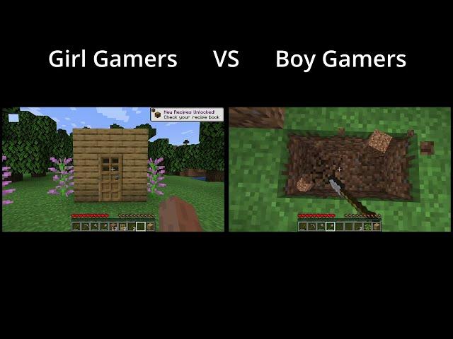 Digging in Minecraft | Girl Gamers VS Boy Gamers