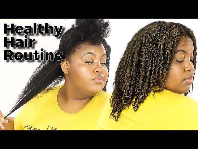 HEALTHY NATURAL HAIR ROUTINE | Wash Day for Length Retention + DIY Mask | BLACK OWNED HAIR PRODUCTS