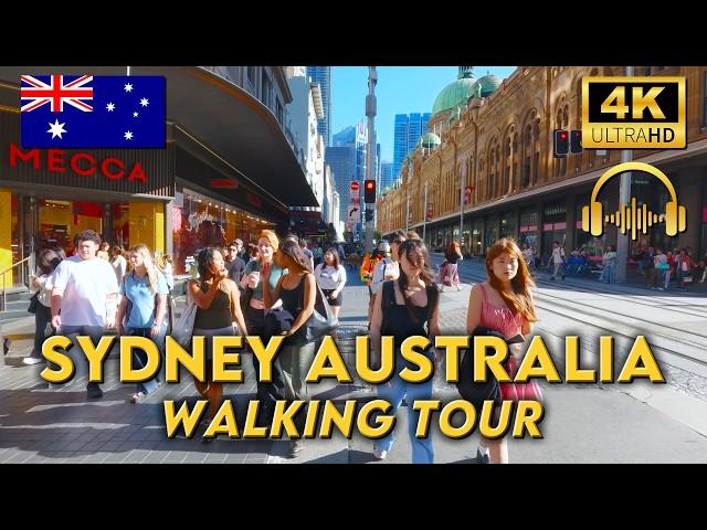 WALKING AROUND SYDNEY AUSTRALIA | Circular Quay - Gadigal Metro | 4K UHD Video Walk | Binaural Audio