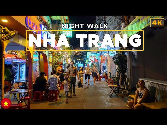 [4K] Nha Trang Night Walk, Vietnam - Night Market, Food and Shopping Area, Beach Boardwalk