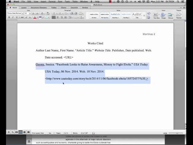 MLA Citation & in Text Citation with Web Source