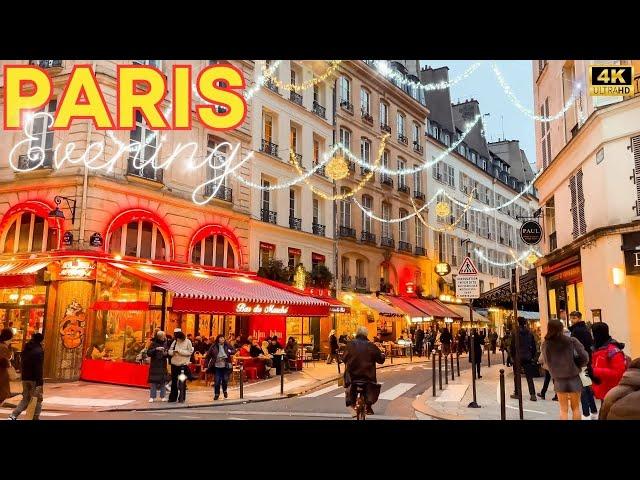 Paris, France  - 4K PARIS Evening Walk 2024 ⭐ 28 December Paris Walk  With Captions