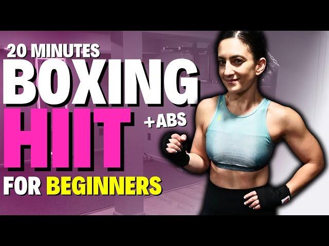 20 Min BEGINNER BOXING HIIT Workout (+ abs) [Slower Pace]//SYLVIA NASSER