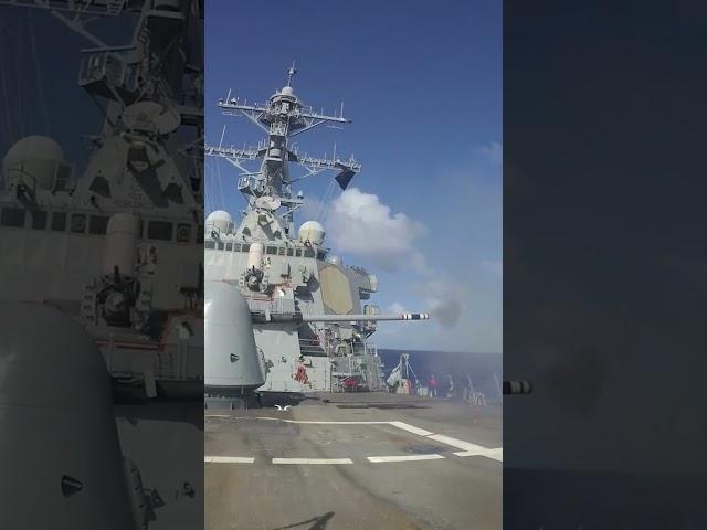 USS Milius (DDG 69) Arleigh Burke Class Aegis Guided Missile Destroyer Conducts Live Fire Training