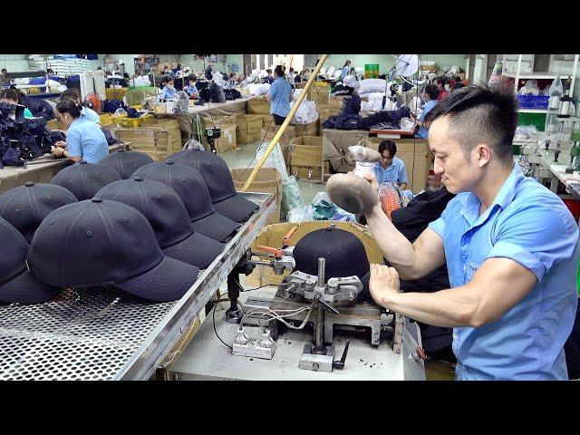 Perfect Work! Thousands of Baseball Cap Mass Production Process. Amazing Hat Factory