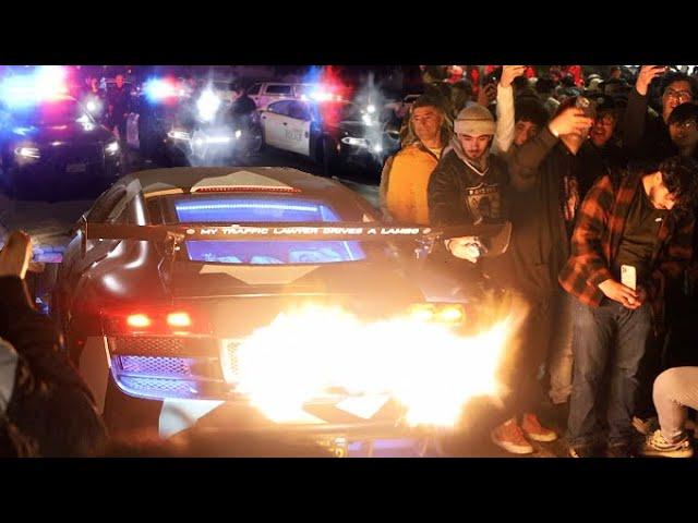 CAR MEET TURNS INTO WARZONE! Police Racing Task-Force Blockade..