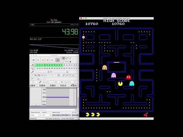 OLD WR Pac-man 10k speedrun [43:88] with odd orange ghost glitch