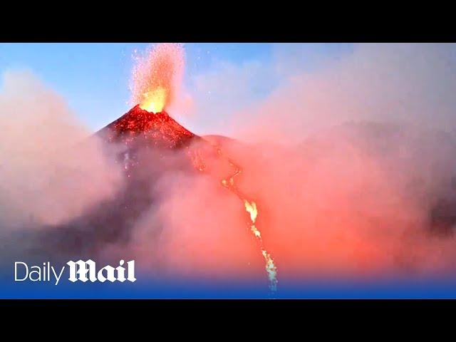 Mount Etna and Stromboli spew lava and ash as Italian volcanos dramatically erupt