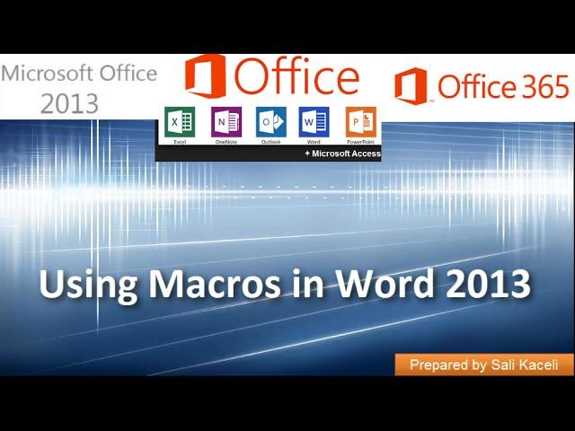 Macros in Word 2016, 2013, 2010, 2007 - Recording Macros