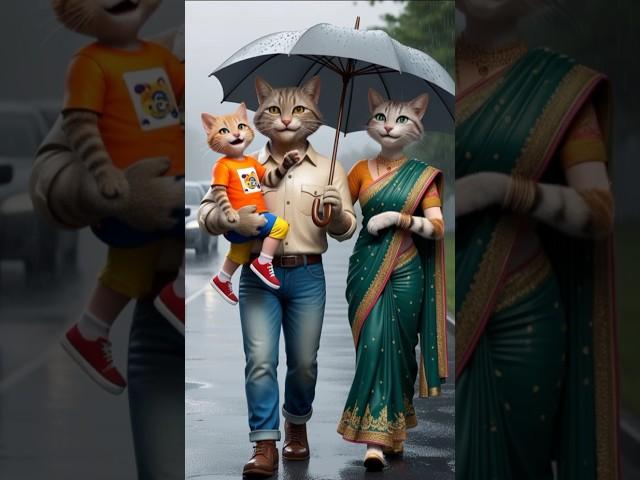 Cute kitten With Parents  #cat #catstory #petlovers #ytshortsindia #catlovers #aiart #ai