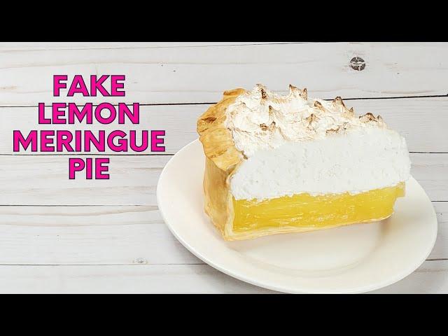 This DIY LEMON MERINGUE FAKE BAKE PIE SLICE is so cute for your LEMON THEME DECOR!