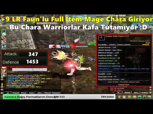 DostWeDusmaN | +9 LR Faun'lu Kit Makinası Mage Chara Girip Solo PK Atıyor! | Knight Online