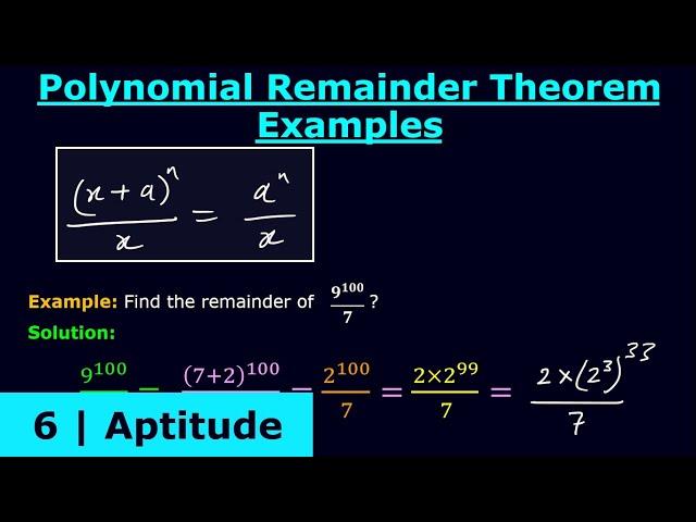 Polynomial Remainder Theorem Examples (high powers)