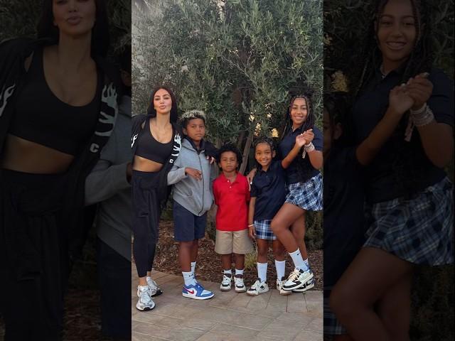 Kim Kardashian shares rare pics of her children in their school wears️️ #kimkardashian  #shorts