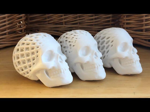 Three Architected Skulls