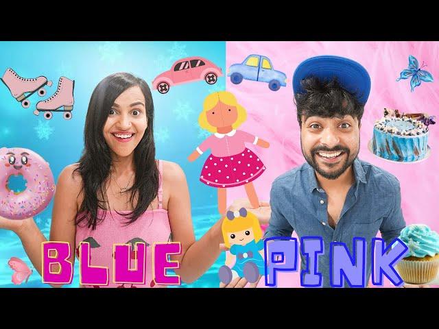 PINK vs BLUE CHALLENGE|| EATING & BUYING Everything In ONE COLOR For 24 Hours