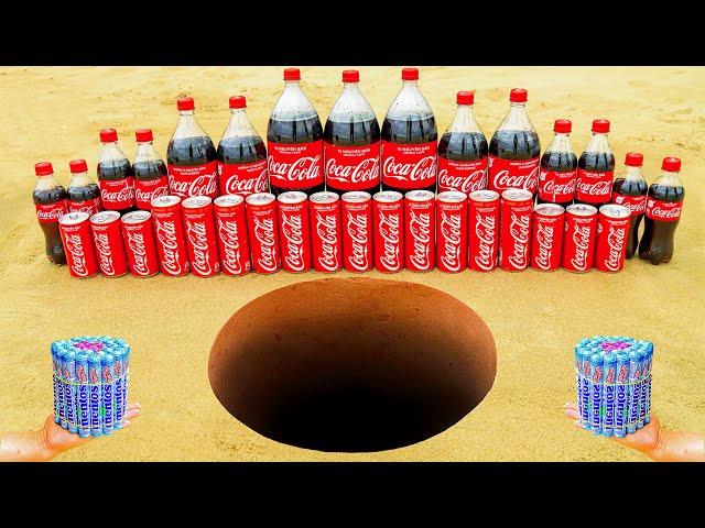 EXPERIMENT : Huge variety of Coca Cola vs Mentos in Underground